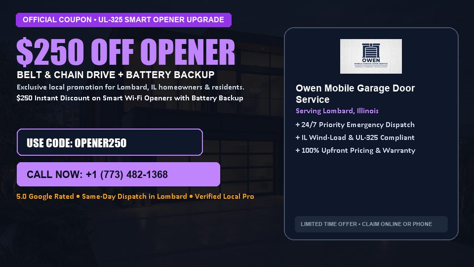 Owen Mobile Garage Door Service $250 OFF Premium LiftMaster Opener Installation